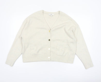 Marks and Spencer Women's Ivory V-Neck Button Cardigan Size M
