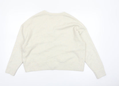 Marks and Spencer Women's Ivory V-Neck Button Cardigan Size M