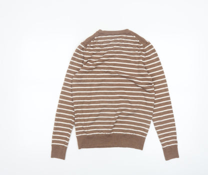 Marks and Spencer Women’s Brown Striped Merino Wool Jumper Size 6