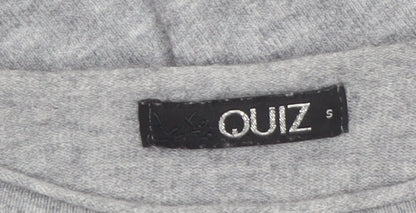Quiz Women's Grey Beaded Crew Neck Long Sleeve Pullover Jumper Size S