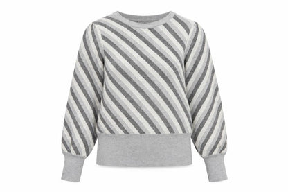Marks & Spencer Womens Grey Striped Crew Neck Jumper Size 12