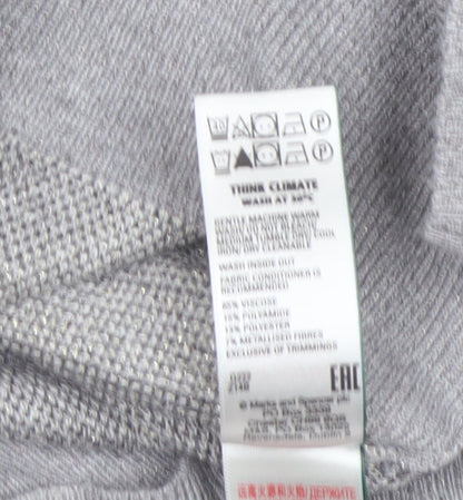 Marks and Spencer Womens Grey Striped Crew Neck Jumper Size 12