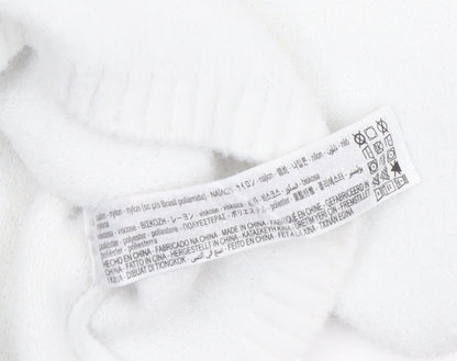 Zara Women White Crew Neck Cropped Knit Jumper Size 8