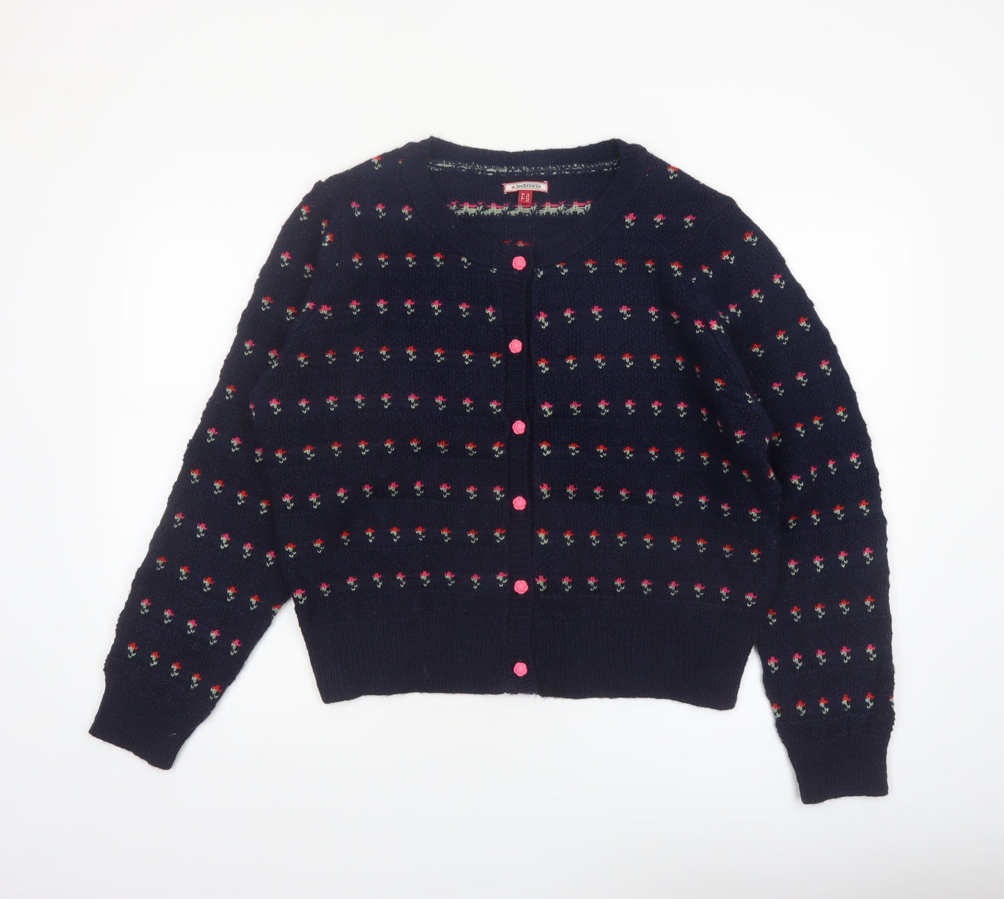 Joe Browns Womens Navy Floral Button Cardigan Size 18 Acrylic Knit