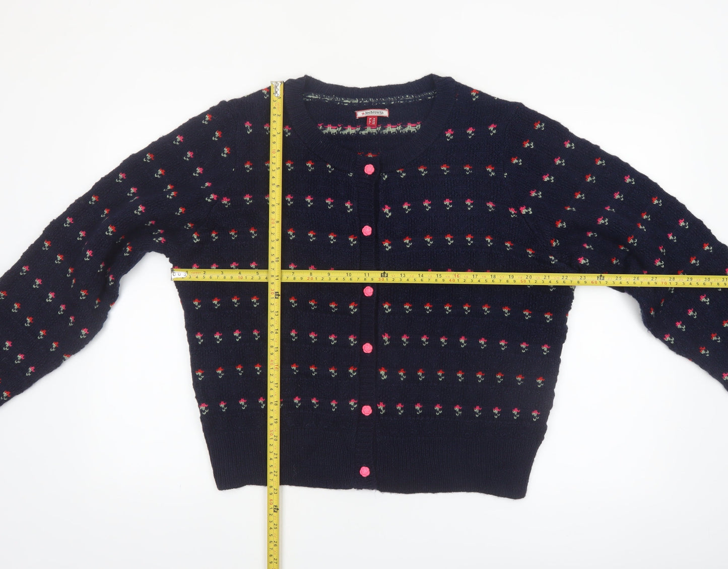 Joe Browns Womens Navy Floral Button Cardigan Size 18 Acrylic Knit