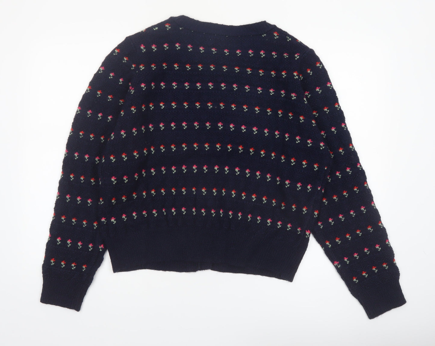 Joe Browns Womens Navy Floral Button Cardigan Size 18 Acrylic Knit