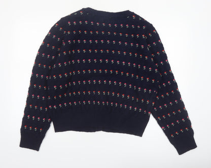 Joe Browns Womens Navy Floral Button Cardigan Size 18 Acrylic Knit