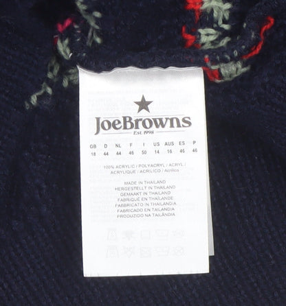 Joe Browns Womens Navy Floral Button Cardigan Size 18 Acrylic Knit