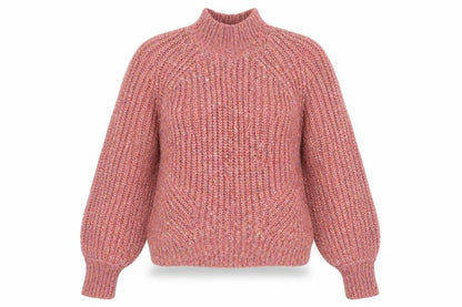 Next Women Pink High Neck Chunky Knit Wool Blend Jumper Size 8
