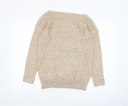 Wallis Women’s Beige Petite Sequin Knit Pullover Jumper S