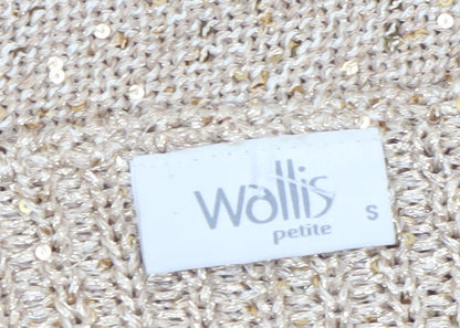 Wallis Women’s Beige Petite Sequin Knit Pullover Jumper S