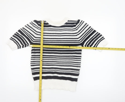 Marks and Spencer Women’s Black Striped Knit Short Sleeve Jumper S