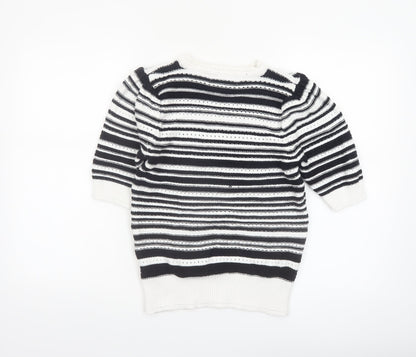 Marks and Spencer Women’s Black Striped Knit Short Sleeve Jumper S