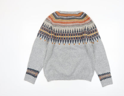 Weird Fish Women’s Grey Fair Isle Knit Jumper Size 10