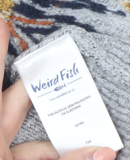 Weird Fish Women’s Grey Fair Isle Knit Jumper Size 10