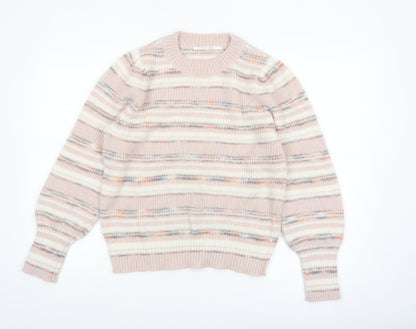Yaya Women Multicoloured Striped Knit Crew Neck Jumper Size M