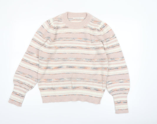 Yaya Women Multicoloured Striped Knit Crew Neck Jumper Size M