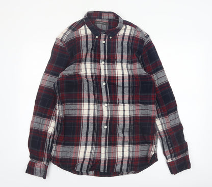 French Connection Men's Red Plaid Flannel Button-Up Shirt L