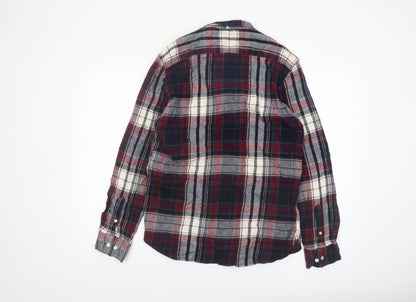 French Connection Men's Red Plaid Flannel Button-Up Shirt L