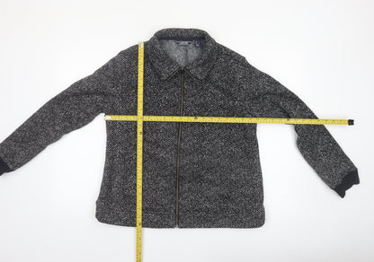 Lands' End Men's Grey Wool Blend Zip Tweed Jacket Size L