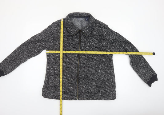 Lands' End Men's Grey Wool Blend Zip Tweed Jacket Size L
