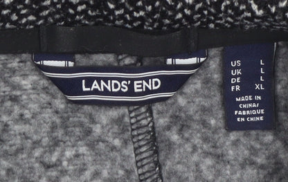 Lands' End Men's Grey Wool Blend Zip Tweed Jacket Size L