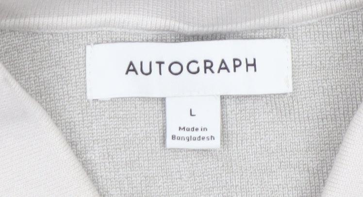 Marks and Spencer Autograph Mens Beige Floral Henley Jumper L