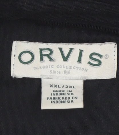 Orvis Men's Black 2XL Classic Cotton Short Sleeve Polo Shirt