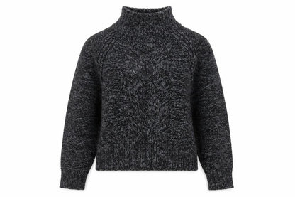 Banana Republic Women's Grey Chunky-Knit High Neck Wool Jumper M