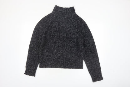Banana Republic Women's Grey Chunky-Knit High Neck Wool Jumper M
