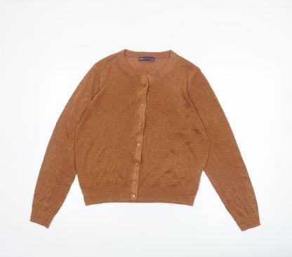 Marks and Spencer Women Brown Size 18 Glitter Knit Cardigan