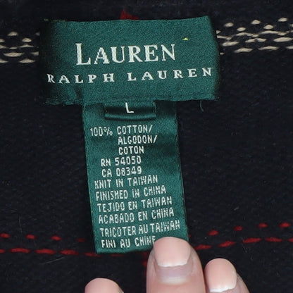 Ralph Lauren Men's Black Check Cotton 1/2 Zip Jumper Size L