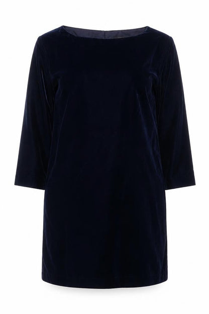 Banana Republic Women Blue Petite 2 Velvet Shift Knee Length Dress