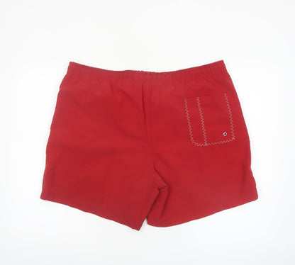 Adidas Men's Red Swim Shorts Size L Quick Dry Polyester