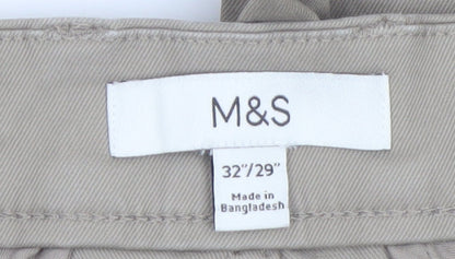 Marks and Spencer Men Beige Chino Trousers 32W 29L Regular Fit