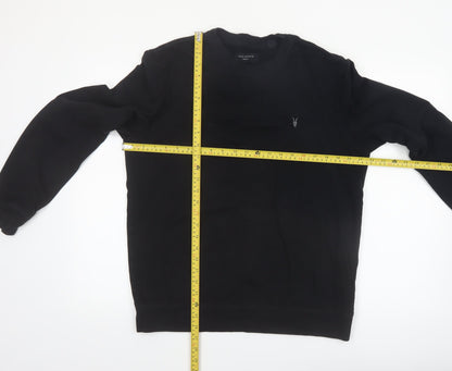 AllSaints Men's Black Cotton Crew Neck Sweatshirt Medium