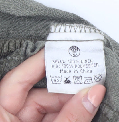 Fat Face Women's Green Linen Cargo Shorts Size 10 Drawstring Waist