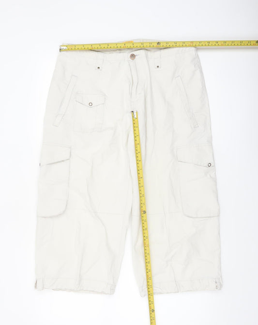 CAT Women’s Ivory Cargo Shorts Size 14 Cotton Lightweight Outdoor