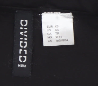 H&M Divided Women’s Black Cotton Embroidered Collar Long Sleeve Blouse XS