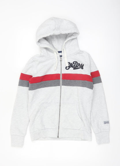 Superdry Women’s Grey Full Zip Hoodie UK 10 Cotton Blend