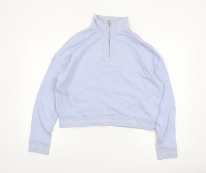 Jack Wills Women Lilac 1/4 Zip Pullover Sweatshirt UK 12