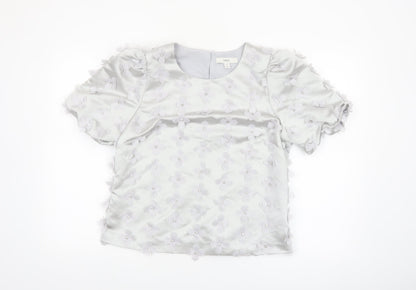 Marks and Spencer Women’s White Floral Embellished Satin Blouse Size 12
