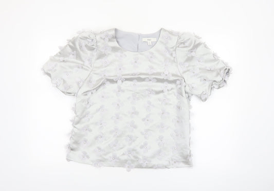 Marks and Spencer Women’s White Floral Embellished Satin Blouse Size 12