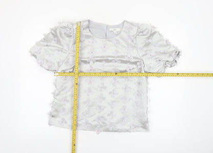 Marks and Spencer Women’s White Floral Embellished Satin Blouse Size 12