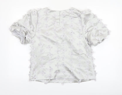 Marks and Spencer Women’s White Floral Embellished Satin Blouse Size 12