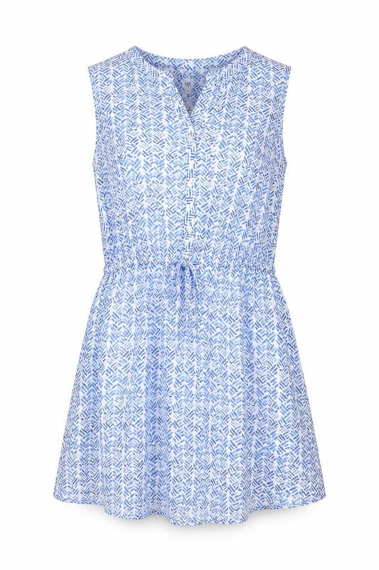 Gap Women Blue Geometric Sleeveless Shirt Dress XL Casual