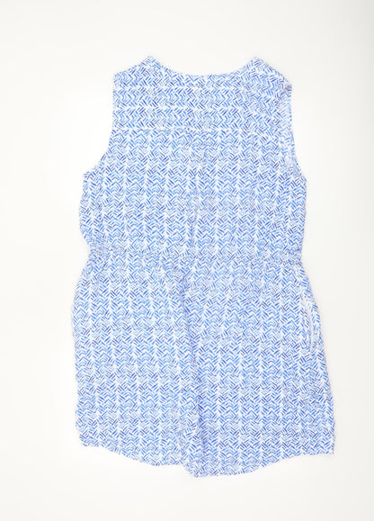 GAP Women Blue Geometric Sleeveless Shirt Dress XL Casual