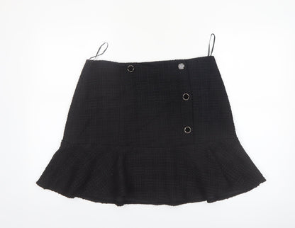 Phase Eight Women’s Black Tweed Button Trumpet Skirt UK 14
