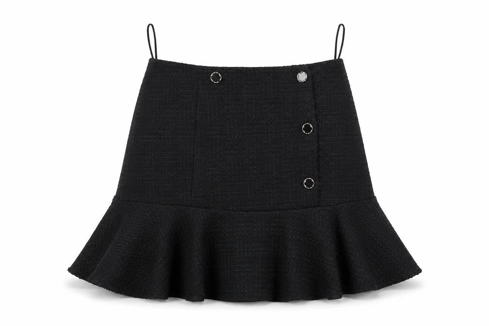 Phase Eight Women’s Black Tweed Button Trumpet Skirt UK 14