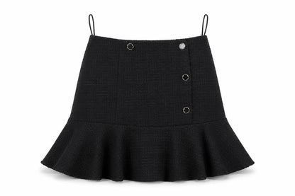 Phase Eight Women’s Black Tweed Button Trumpet Skirt UK 14